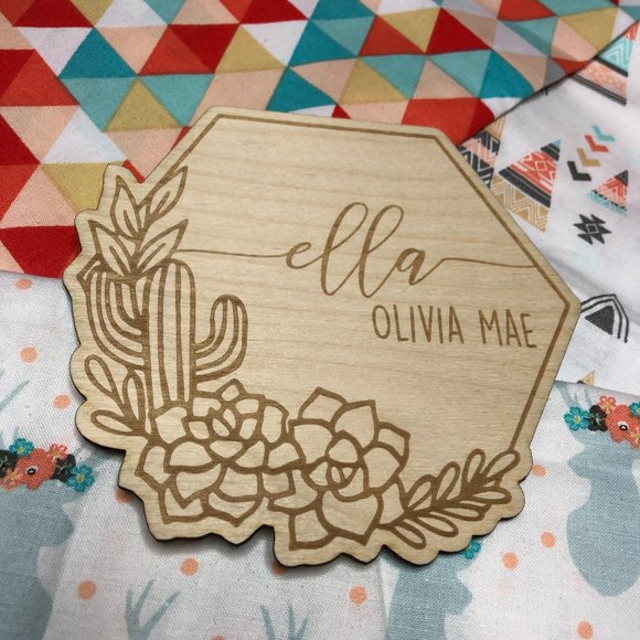 Custom Baby Name Cactus Succulent Theme Photo Prop - Picture 2 of 4